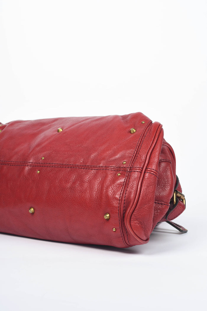 2000s Chloe Red Leather Paddington Shoulder Bag