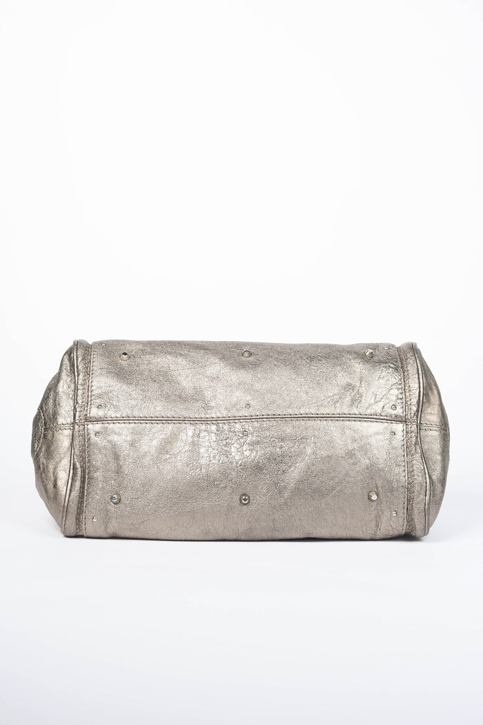 2000s Chloe Metallic Silver Leather Paddington Shoulder Bag