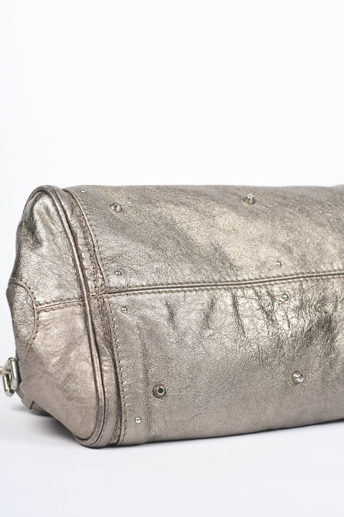 2000s Chloe Metallic Silver Leather Paddington Shoulder Bag