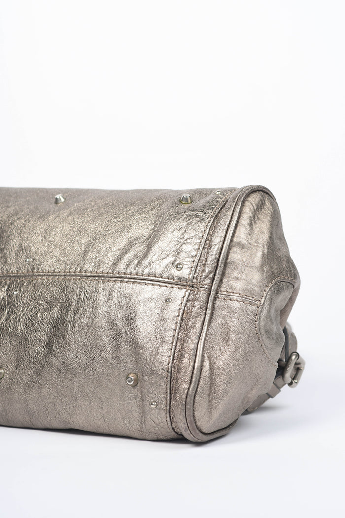 2000s Chloe Metallic Silver Leather Paddington Shoulder Bag