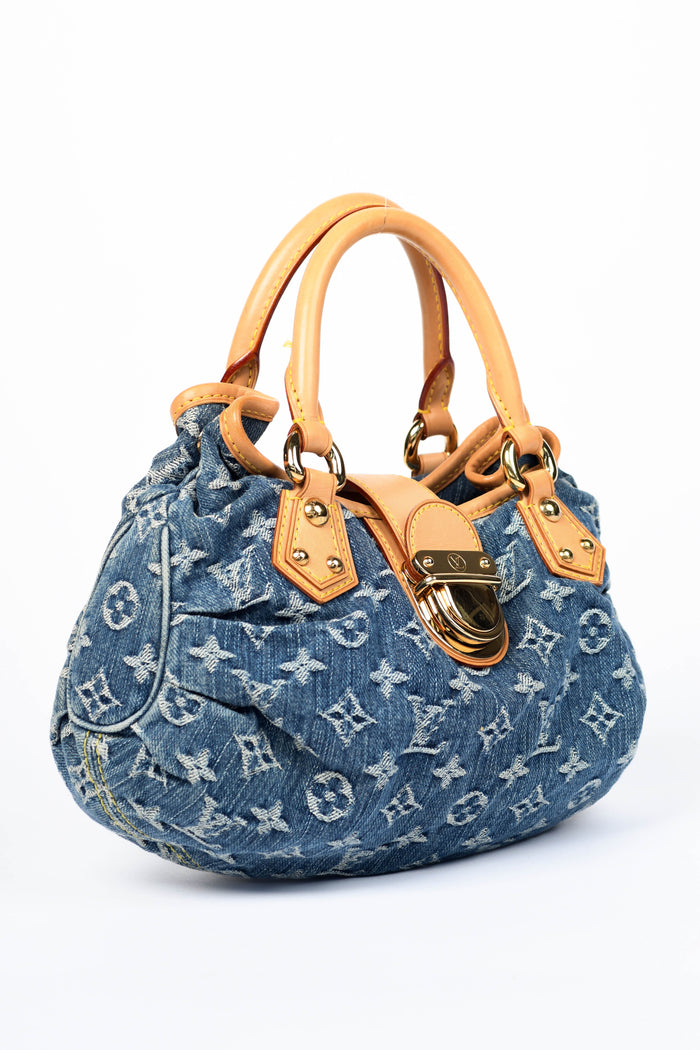 2000s Louis Vuitton Denim Monogram Pleaty Top Handle Bag
