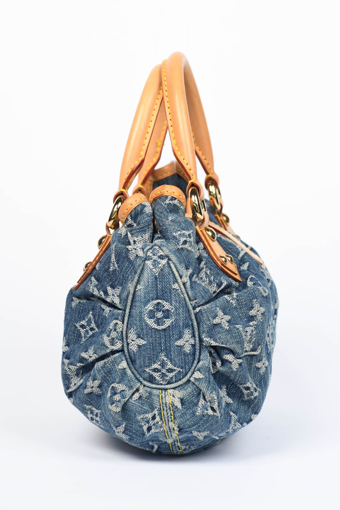 2000s Louis Vuitton Denim Monogram Pleaty Top Handle Bag