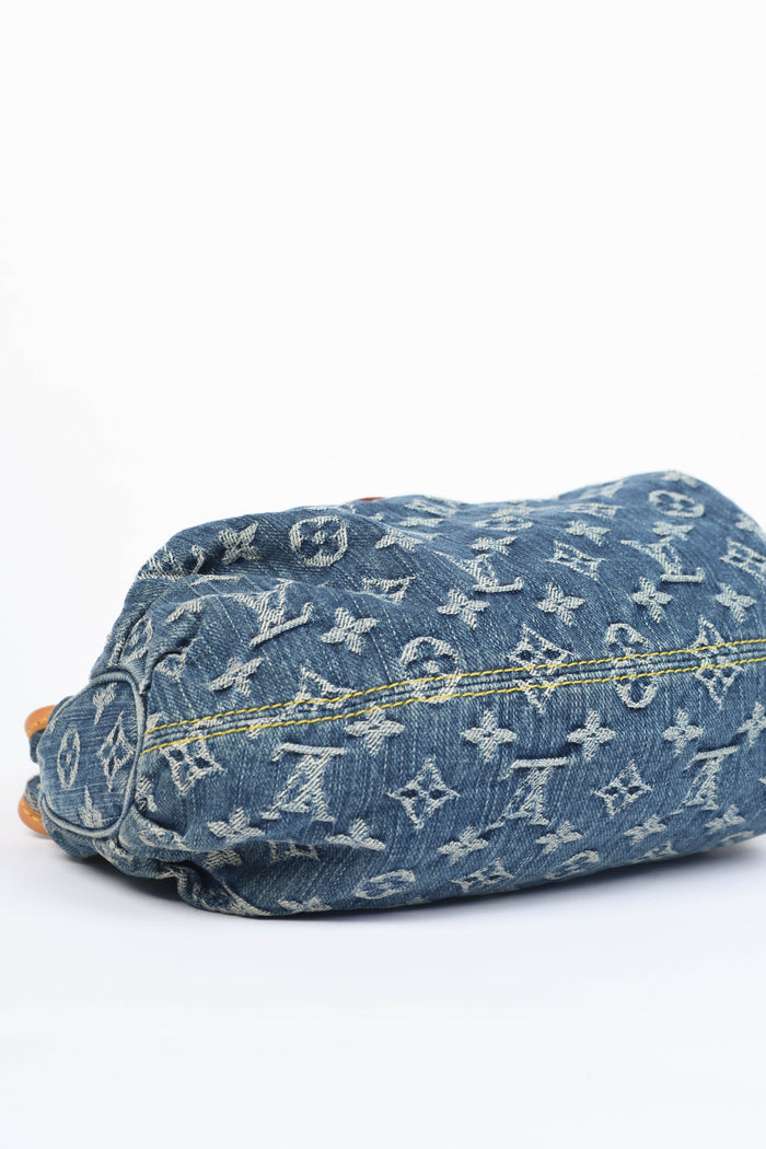 2000s Louis Vuitton Denim Monogram Pleaty Top Handle Bag