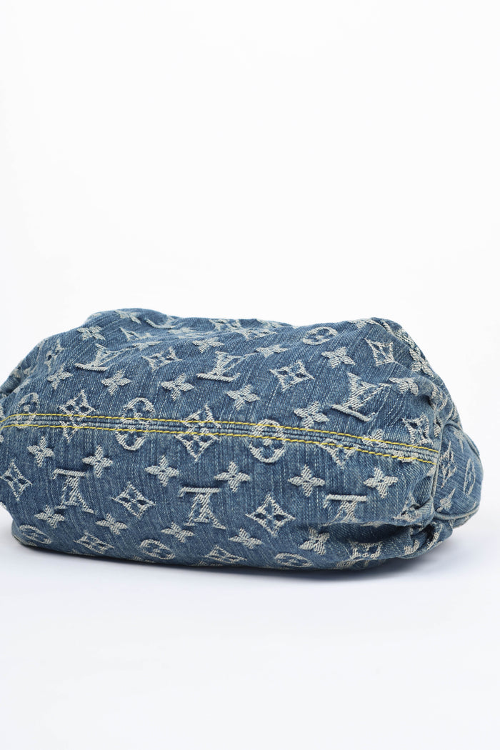 2000s Louis Vuitton Denim Monogram Pleaty Top Handle Bag