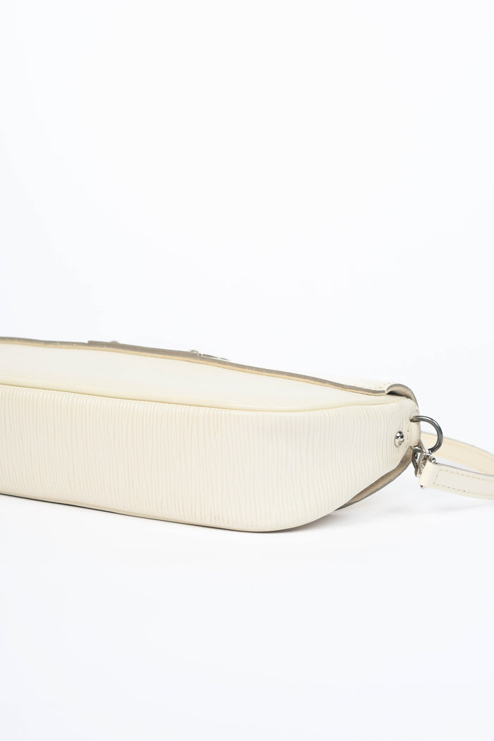 2000s Louis Vuitton White Epi Leather Montaigne Shoulder Bag