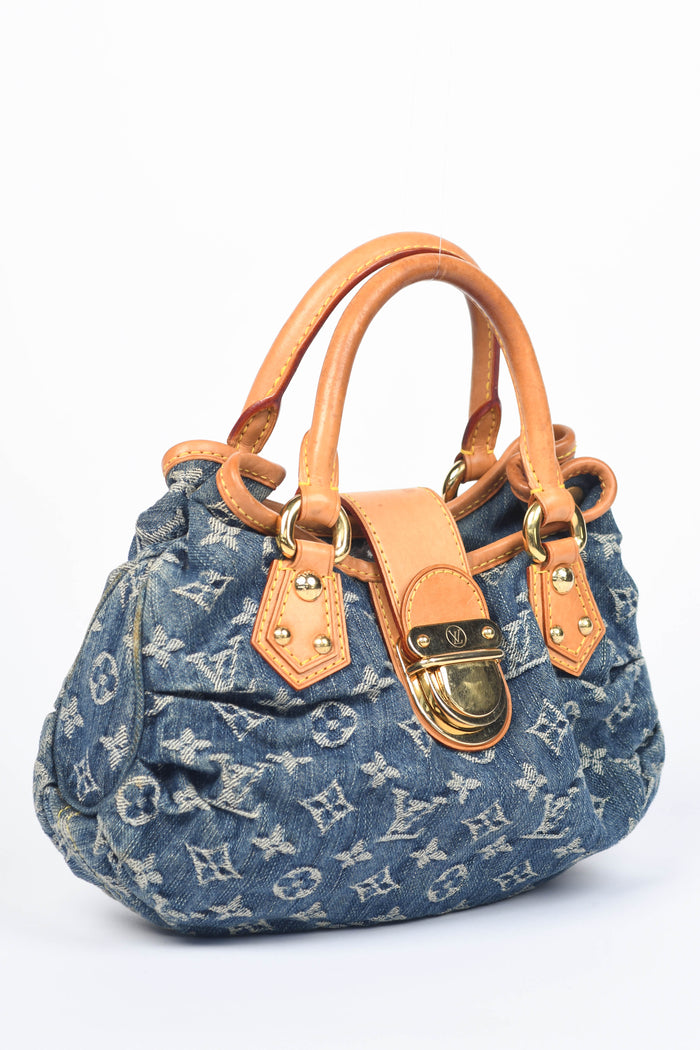2000s Louis Vuitton Denim Monogram Pleaty Top Handle Bag