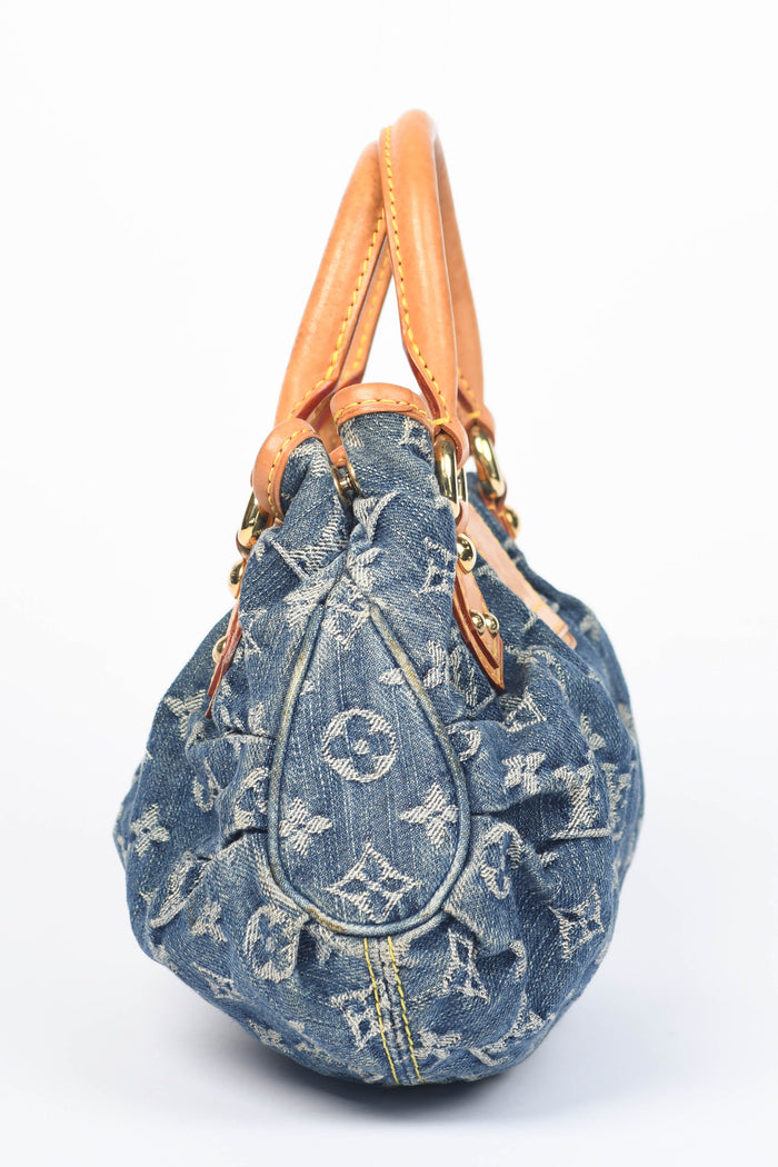 2000s Louis Vuitton Denim Monogram Pleaty Top Handle Bag