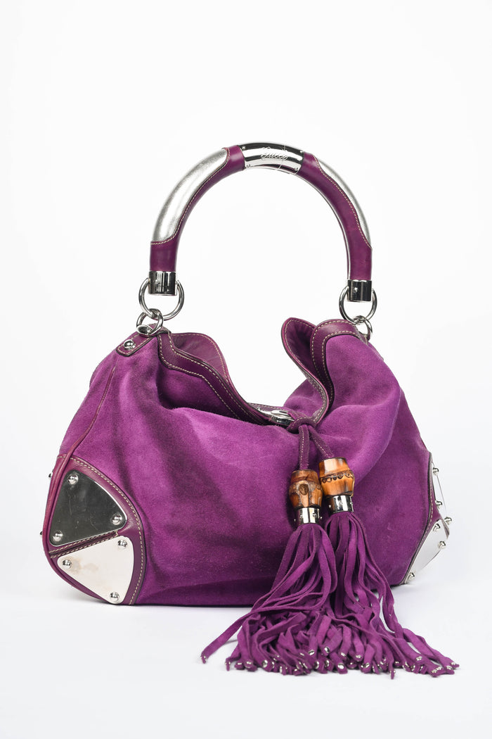 RARE Gucci Purple Suede Indy Tassel Shoulder Bag