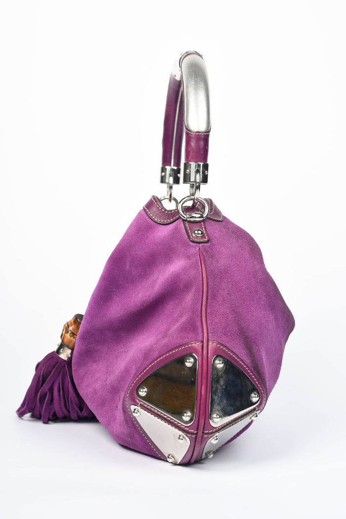 RARE Gucci Purple Suede Indy Tassel Shoulder Bag