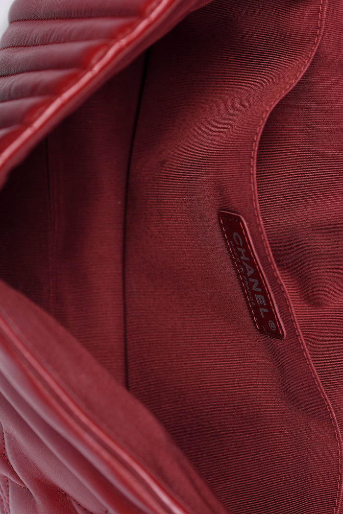 2014 Chanel Red Lambskin Stripes and Stars Single Flap Shoulder Bag