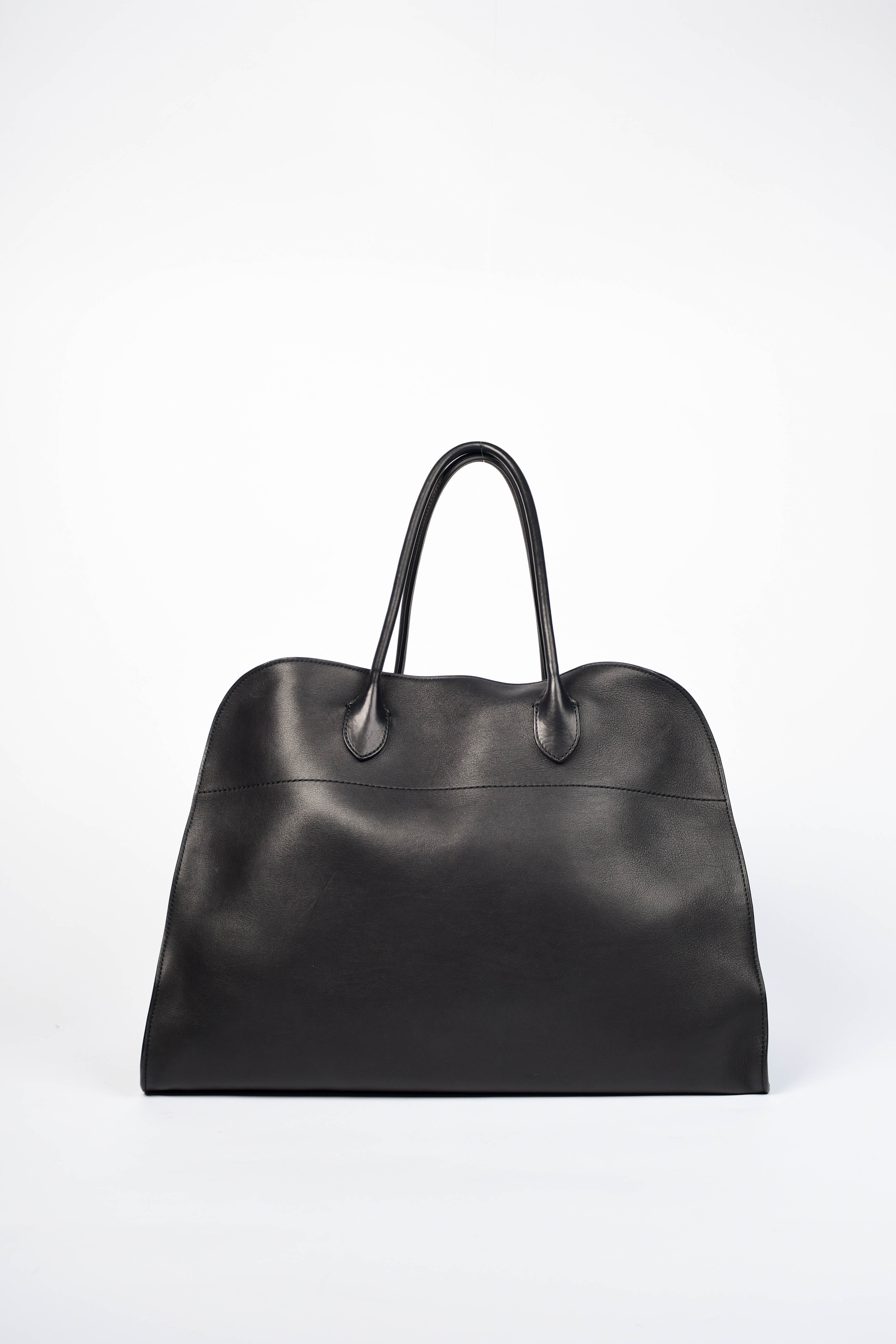 RARE The Row Black Leather Margaux 17 Tote Bag – Break Archive