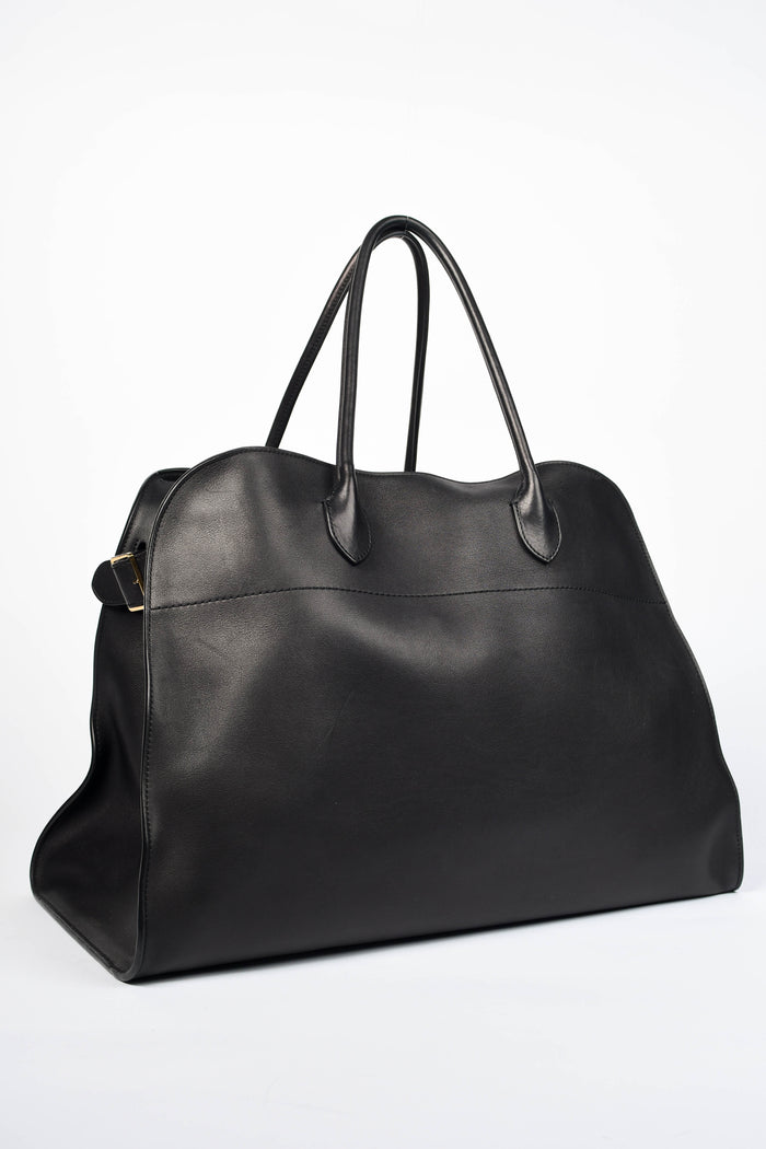 RARE The Row Black Leather Margaux 17 Tote Bag