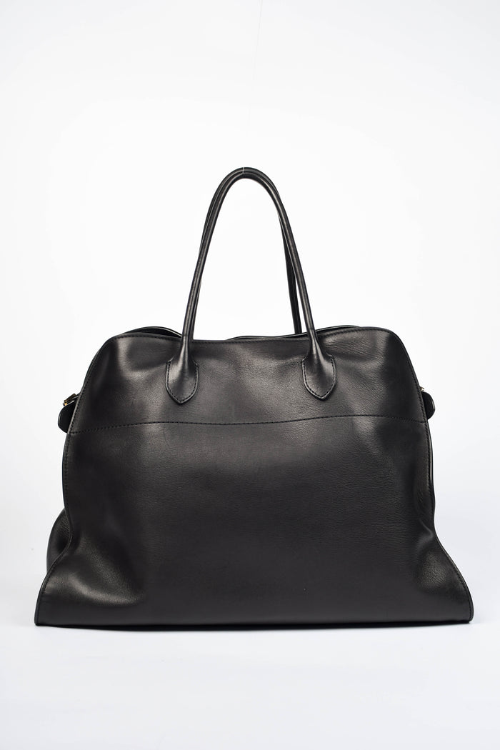 RARE The Row Black Leather Margaux 17 Tote Bag