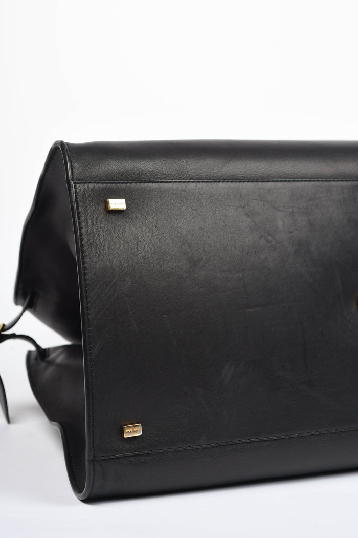 RARE The Row Black Leather Margaux 17 Tote Bag