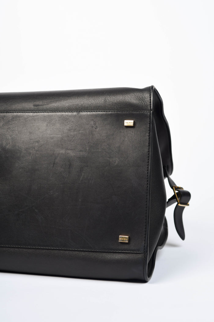 RARE The Row Black Leather Margaux 17 Tote Bag