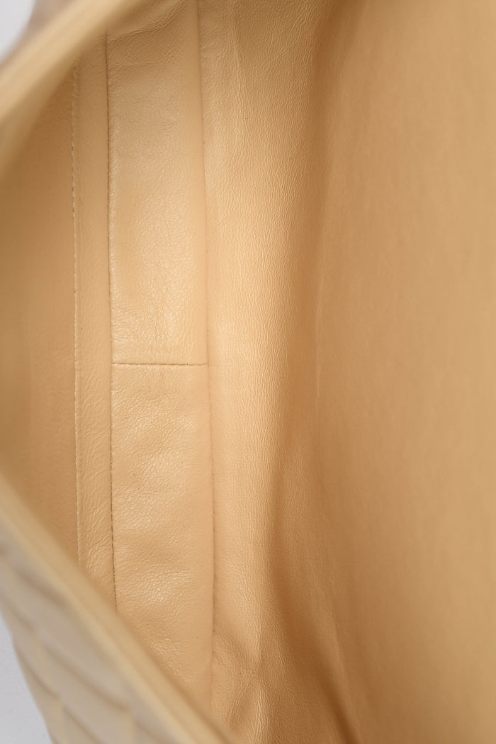 90s Chanel Beige Lambskin Leather Double Faced Flap Bag with 24k GHW