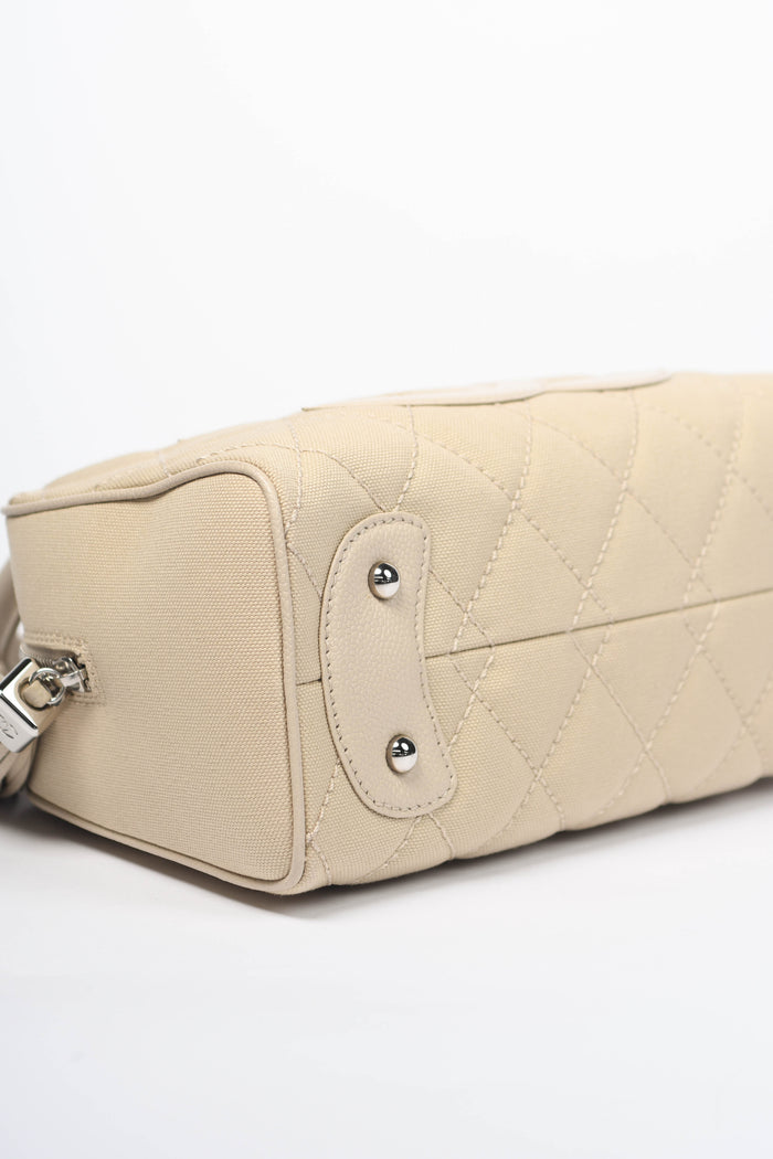 2000s Chanel Beige Canvas CC Small Bowling Bag
