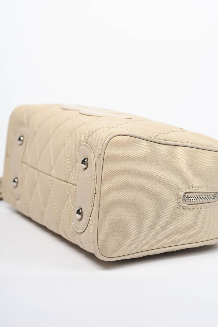 2000s Chanel Beige Canvas CC Small Bowling Bag