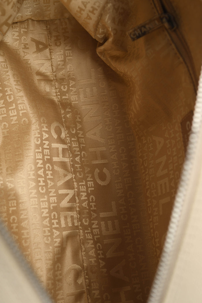 2000s Chanel Beige Canvas CC Small Bowling Bag