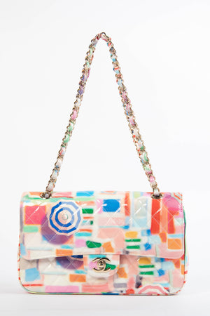 2019 Chanel Umbrella Rainbow Medium Double Flap Shoulder Bag SHW