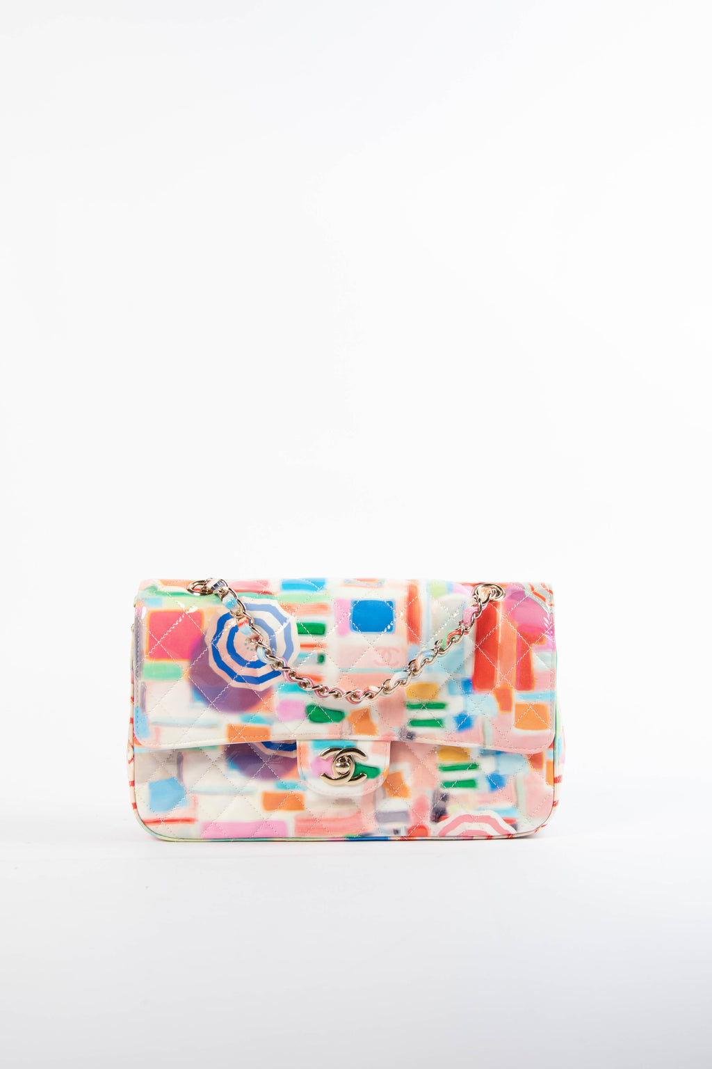 2019 Chanel Umbrella Rainbow Medium Double Flap Shoulder Bag SHW