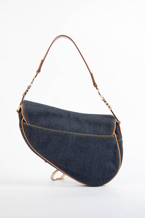 2000s Christian Dior Galliano Denim Saddle Bag