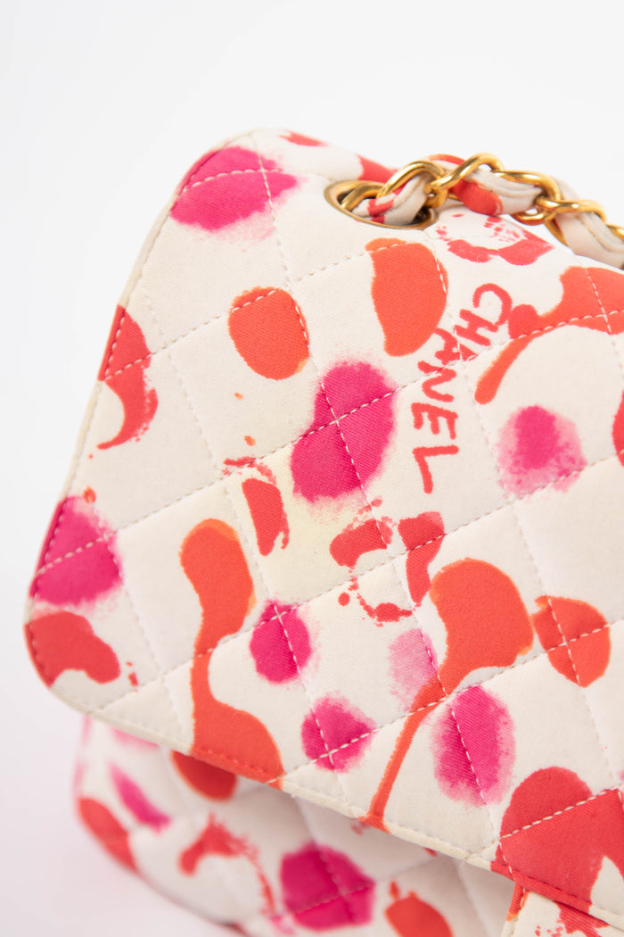 90s Chanel Paint Splatter Single Flap Shoulder Bag