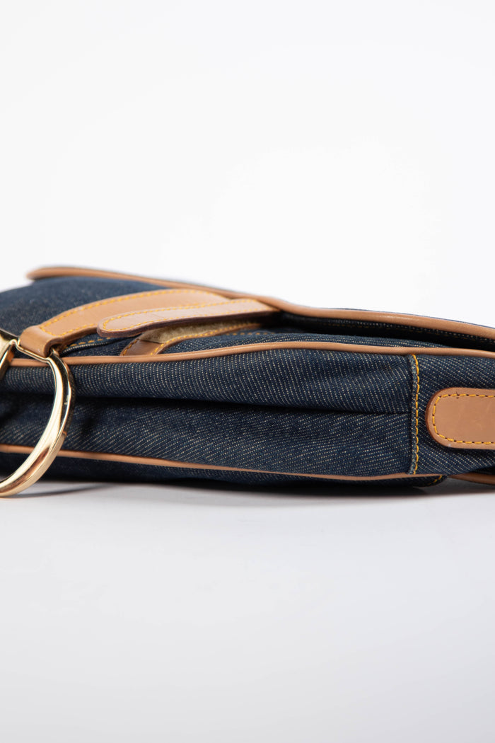 2000s Christian Dior Galliano Denim Saddle Bag