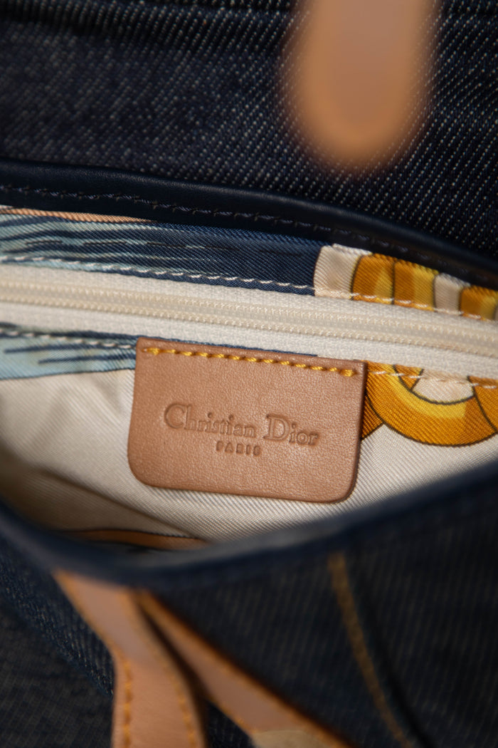 2000s Christian Dior Galliano Denim Saddle Bag