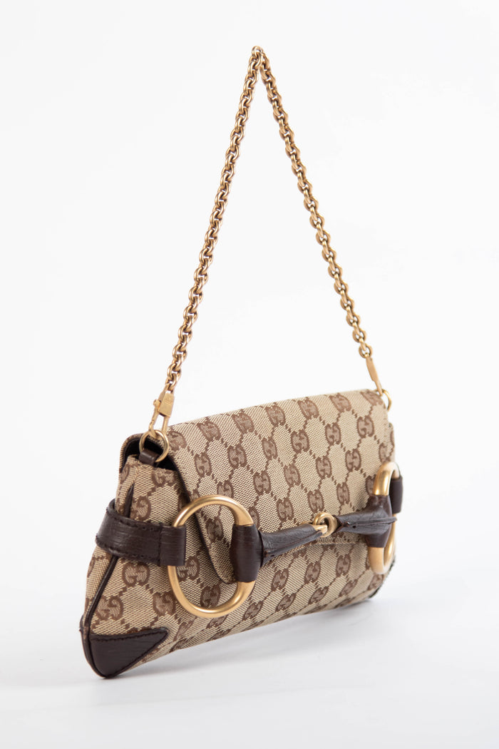 Vintage Gucci GG Classic Monogram Horsebit Shoulder Bag