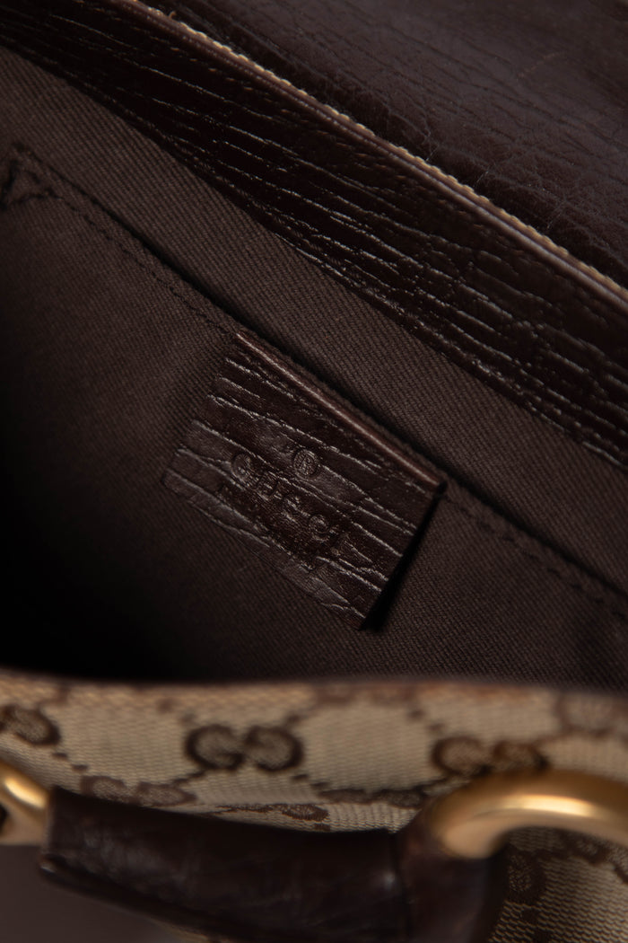 Vintage Gucci GG Classic Monogram Horsebit Shoulder Bag