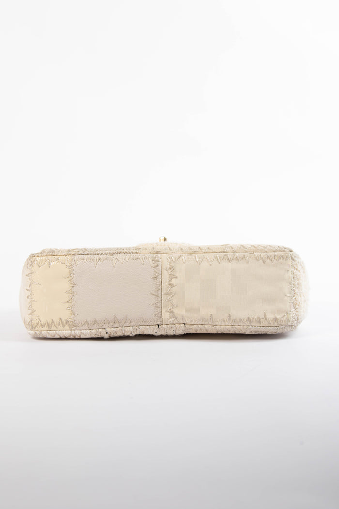 RARE 2010s Chanel Cream Patchwork Jumbo Single Flap Bag