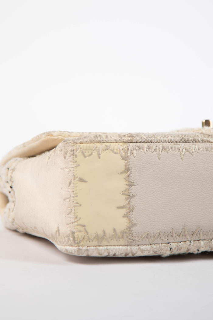 RARE 2010s Chanel Cream Patchwork Jumbo Single Flap Bag