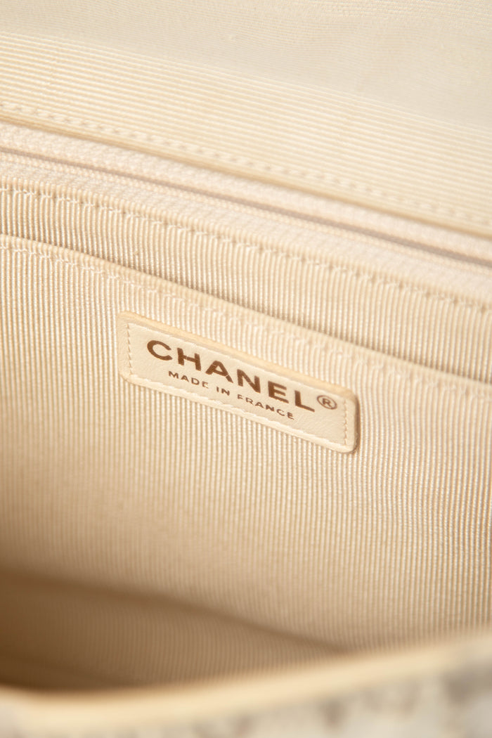 RARE 2010s Chanel Cream Patchwork Jumbo Single Flap Bag