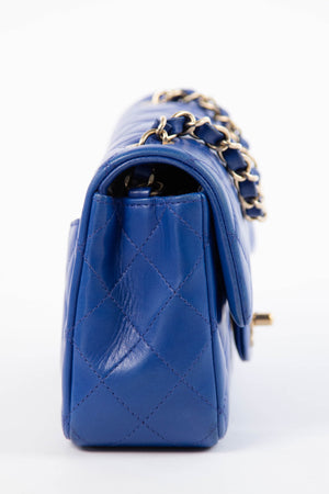2012 Chanel Cobalt Blue Lambskin Mini Rectangular Shoulder Bag