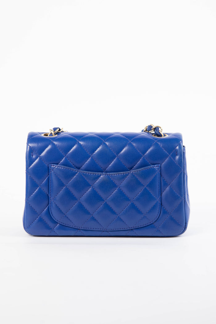 2012 Chanel Cobalt Blue Lambskin Mini Rectangular Shoulder Bag
