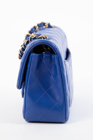 2012 Chanel Cobalt Blue Lambskin Mini Rectangular Shoulder Bag