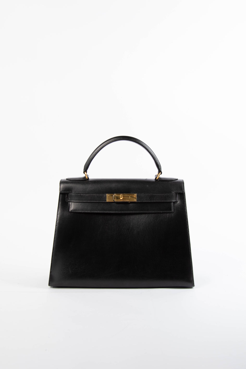 Vintage Hermès Kelly 28cm Black Box Calf Handbag GHW