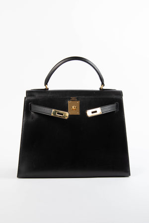 Vintage Hermès Kelly 28cm Black Box Calf Handbag GHW