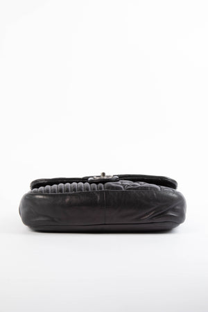 2014 Chanel Black Lambskin Stripes and Stars Single Flap Shoulder Bag