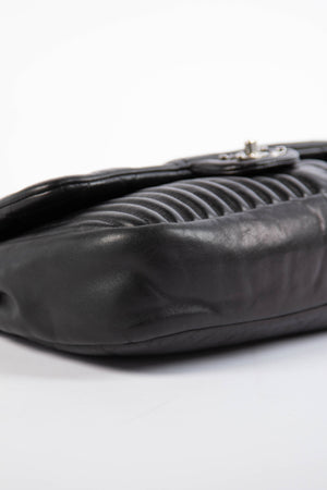 2014 Chanel Black Lambskin Stripes and Stars Single Flap Shoulder Bag