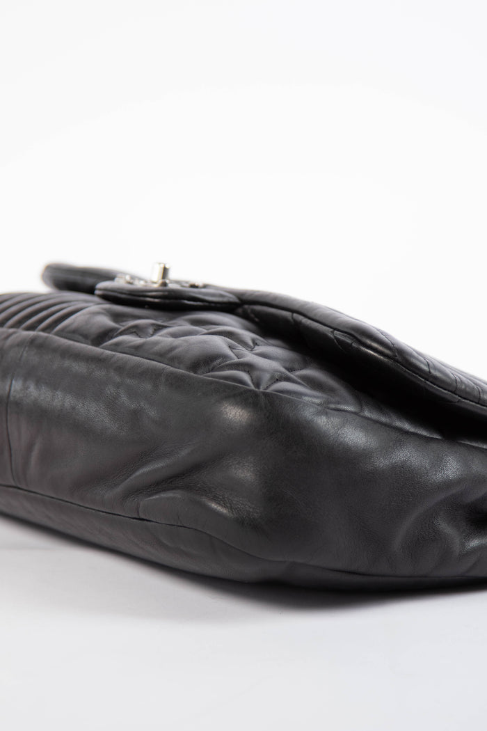 2014 Chanel Black Lambskin Stripes and Stars Single Flap Shoulder Bag