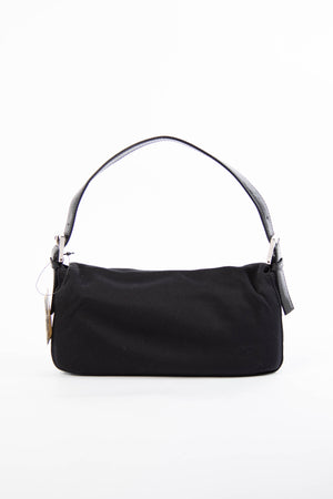 Vintage Fendi Black Neoprene Baguette Shoulder Bag