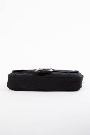 Vintage Fendi Black Neoprene Baguette Shoulder Bag