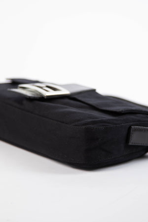 Vintage Fendi Black Neoprene Baguette Shoulder Bag