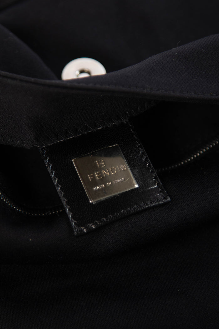 Vintage Fendi Black Neoprene Baguette Shoulder Bag