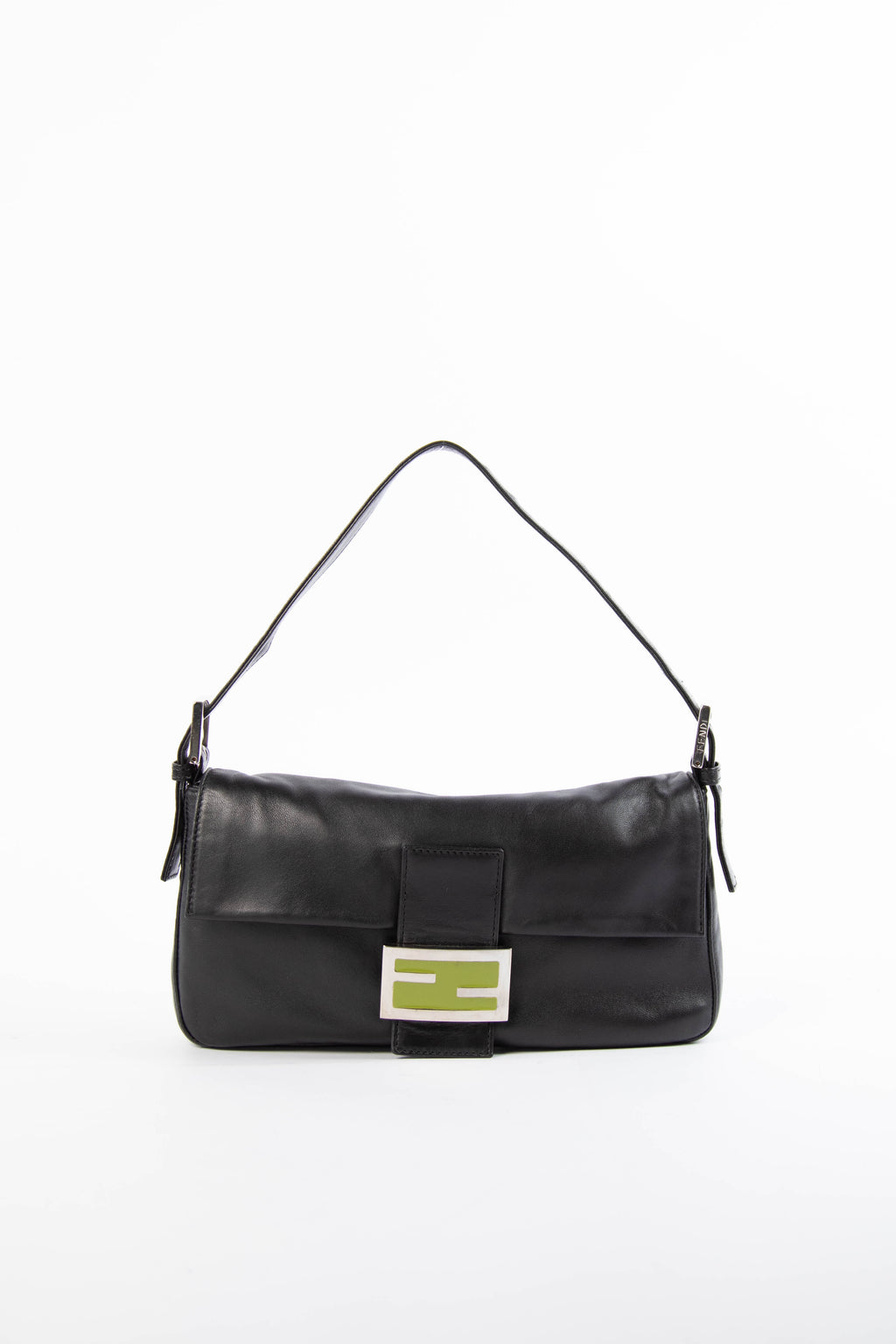 Vintage Fendi Black Lambskin Leather Baguette Bag