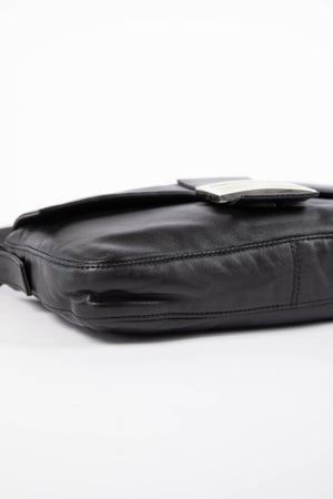 Vintage Fendi Black Lambskin Leather Baguette Bag