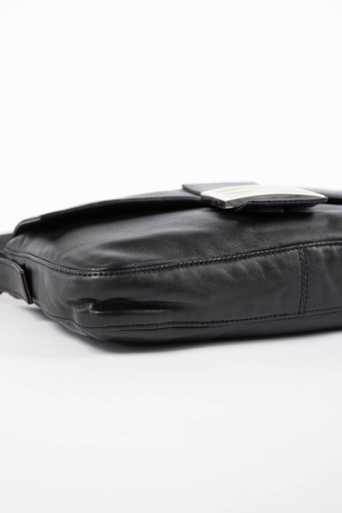 Vintage Fendi Black Lambskin Leather Baguette Bag