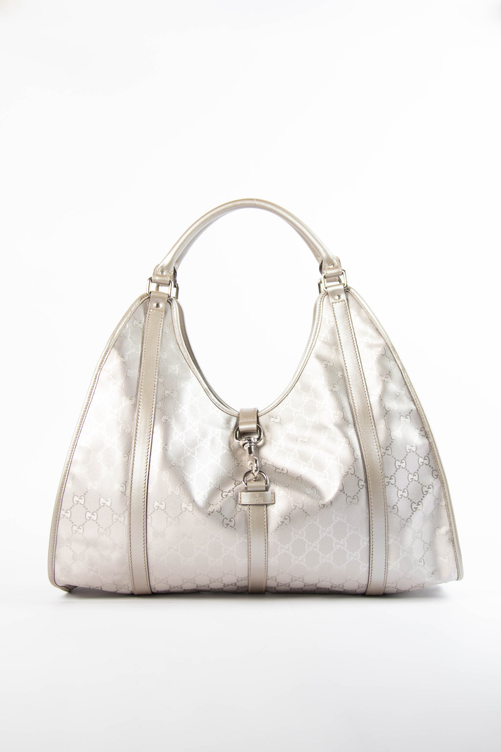 2000s Gucci Silver XL Guccissima Jackie Bag